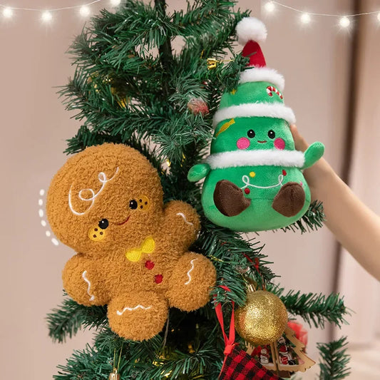 Cute Santa Claus, Elk, Snowman & Gingerbread Man Plush Toys