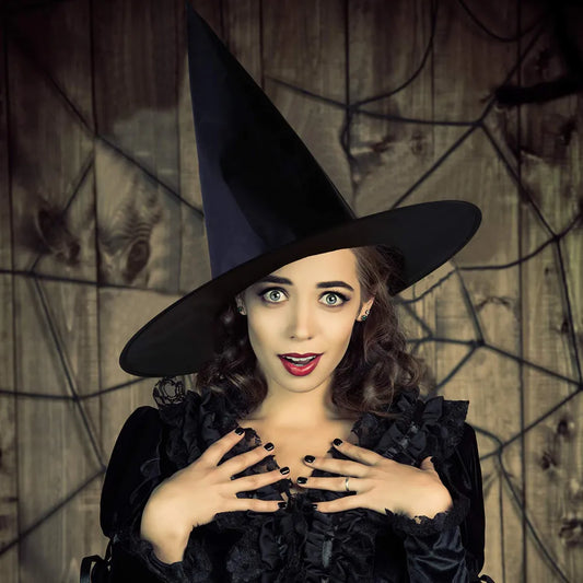 Witch Hat Black Folds Wizard Hats for Women Men