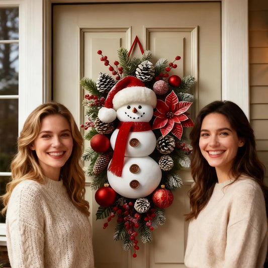 Front Door Christmas Decoration — Snowman Door Hanger Sign