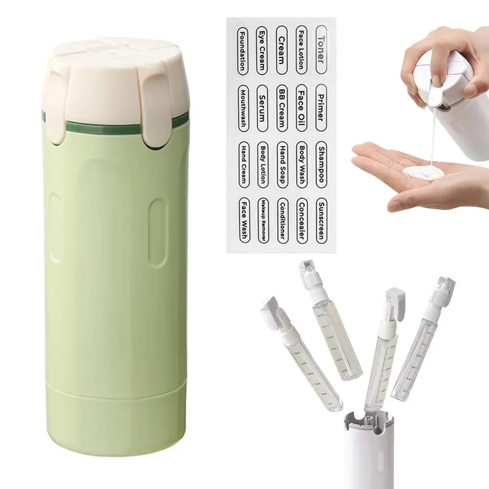 4-in-1 Travel Refillable Bottles, Portable Toiletries and Cosmetics Containers