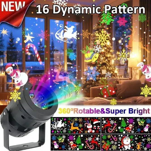 16 Patterns Christmas Projector Lights — Rotatable LED Decoration