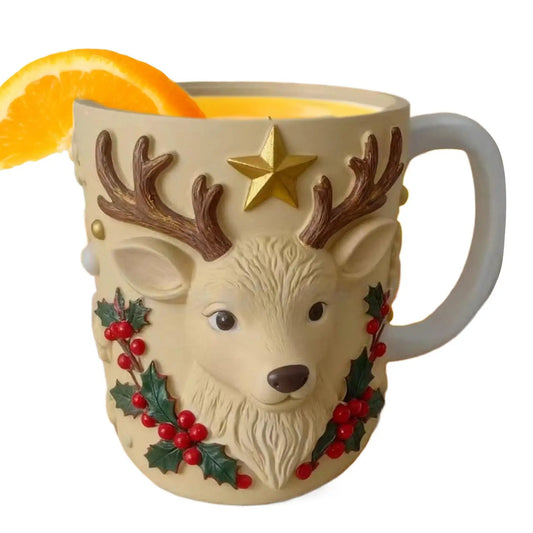 Cute Christmas Resin Mug — Elk, Gingerbread Man & Tree Design