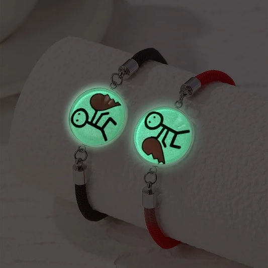 2 PCS/Set Stainless Steel Couples Bracelet For Women Lover Luminous Sun Moon Rope Charm Friendship Girlfriend Party Jewelry Gift