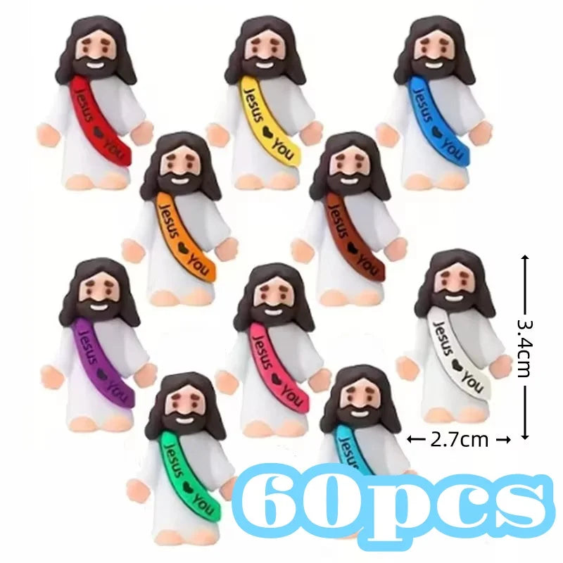 10/60pcs Mini Jesus Cartoon Statue Set