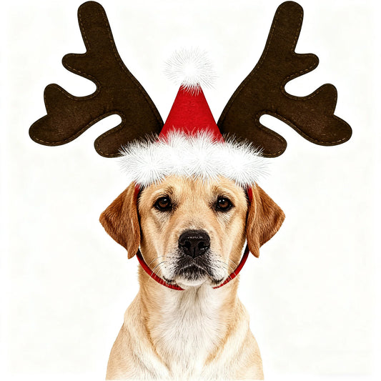 Pet Christmas Headband — Antler & Santa Hat Design