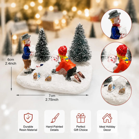 Kids Playing in the Snow — Christmas Village Figurine