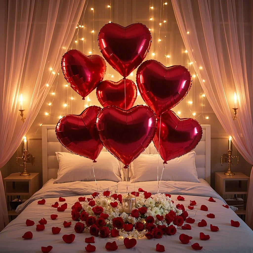 10/20/50pcs 18 inch red heart shaped aluminum foil balloons for Valentine's Day, wedding party, anniversary decoration balloons