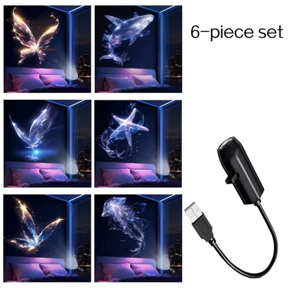 LED USB Projector Light 3/6pcs Projection Patterns