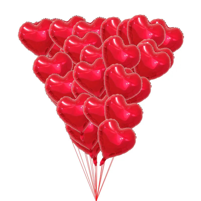10/20/50pcs 18 inch red heart shaped aluminum foil balloons for Valentine's Day, wedding party, anniversary decoration balloons