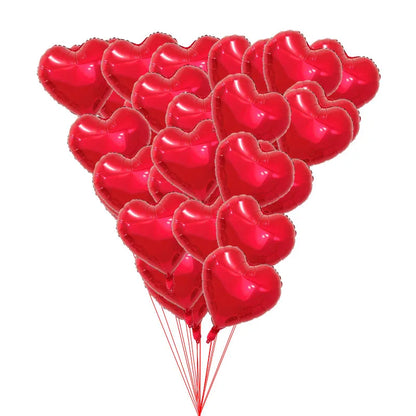 10/20/50pcs 18 inch red heart shaped aluminum foil balloons for Valentine's Day, wedding party, anniversary decoration balloons