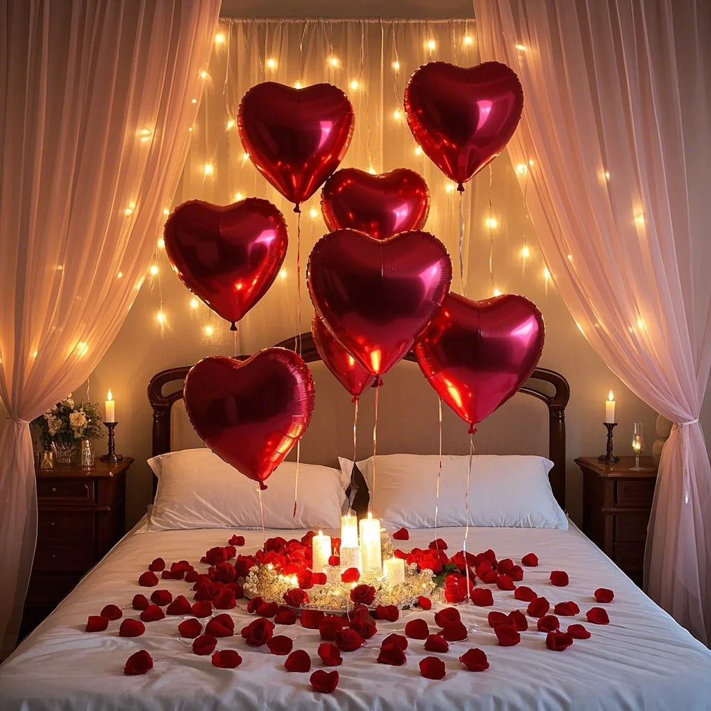 10/20/50pcs 18 inch red heart shaped aluminum foil balloons for Valentine's Day, wedding party, anniversary decoration balloons