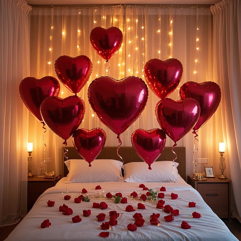 10/20/50pcs 18 inch red heart shaped aluminum foil balloons for Valentine's Day, wedding party, anniversary decoration balloons