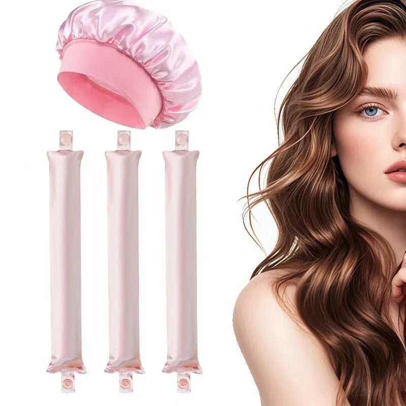 Heatless Curling Rod Headband Lazy Hair Curler No Heat Hair Rollers Curls Sleeping Soft Flexi Rod with Bonnet Hair Styling Tools