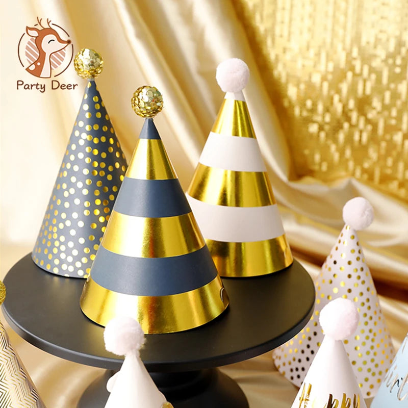 Happy Birthday Party Adult Hats Polka Dot DIY Cute Handmade Cap Princess Crown Shower Baby Decoration Boy Girl Gifts Supplie