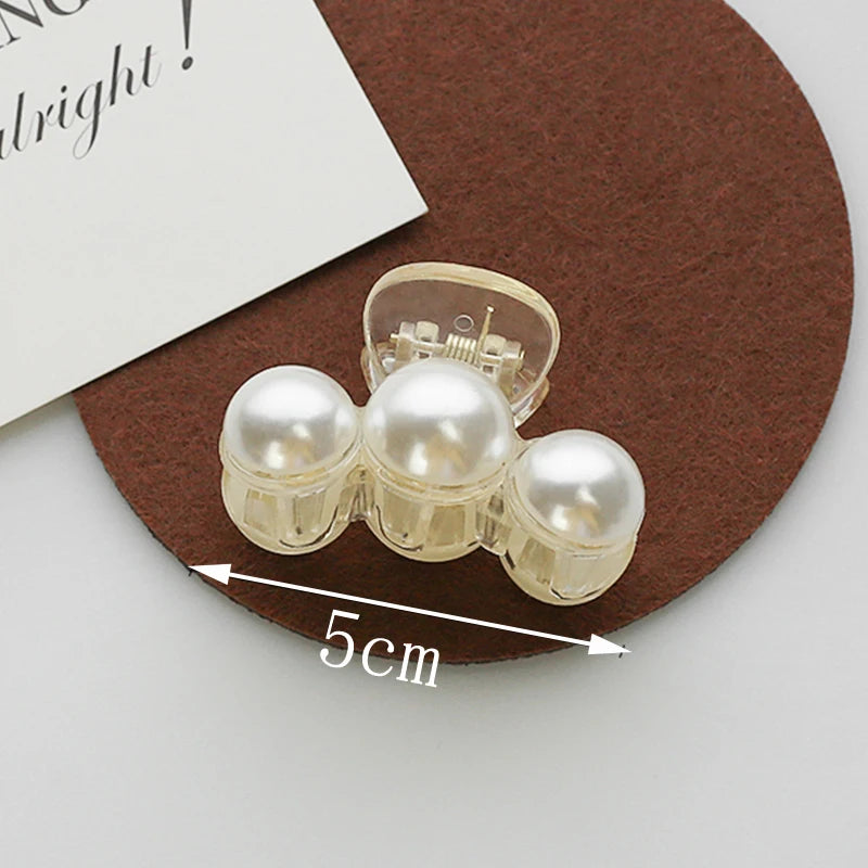 Women Sweet Mini Round Pearl Hair Claw Chic Barrettes Claw Crab Hairpins Styling  Hair Clips Fashion Girls Hair Accessories