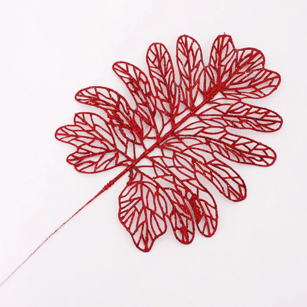 Christmas Ornaments Flash Christmas Tree Decoration Flower Grass Hollow Simulation Fake Flower Leaf Halloween New Year Decor