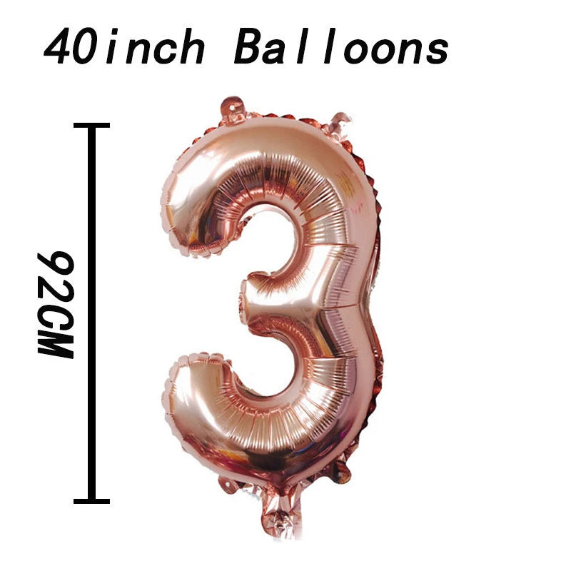 16 32 40 Inch Number Balloons Foil Ballon Rose Gold Digital Globos Wedding happy Birthday Party Decoration Baby Shower Supplies