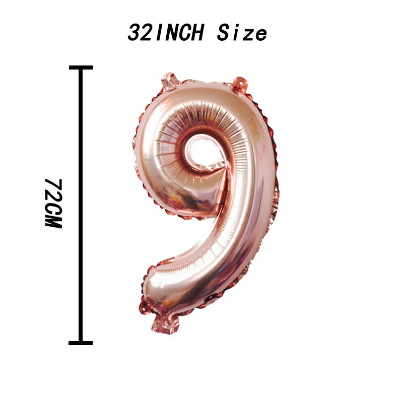 16 32 40 Inch Number Balloons Foil Ballon Rose Gold Digital Globos Wedding happy Birthday Party Decoration Baby Shower Supplies
