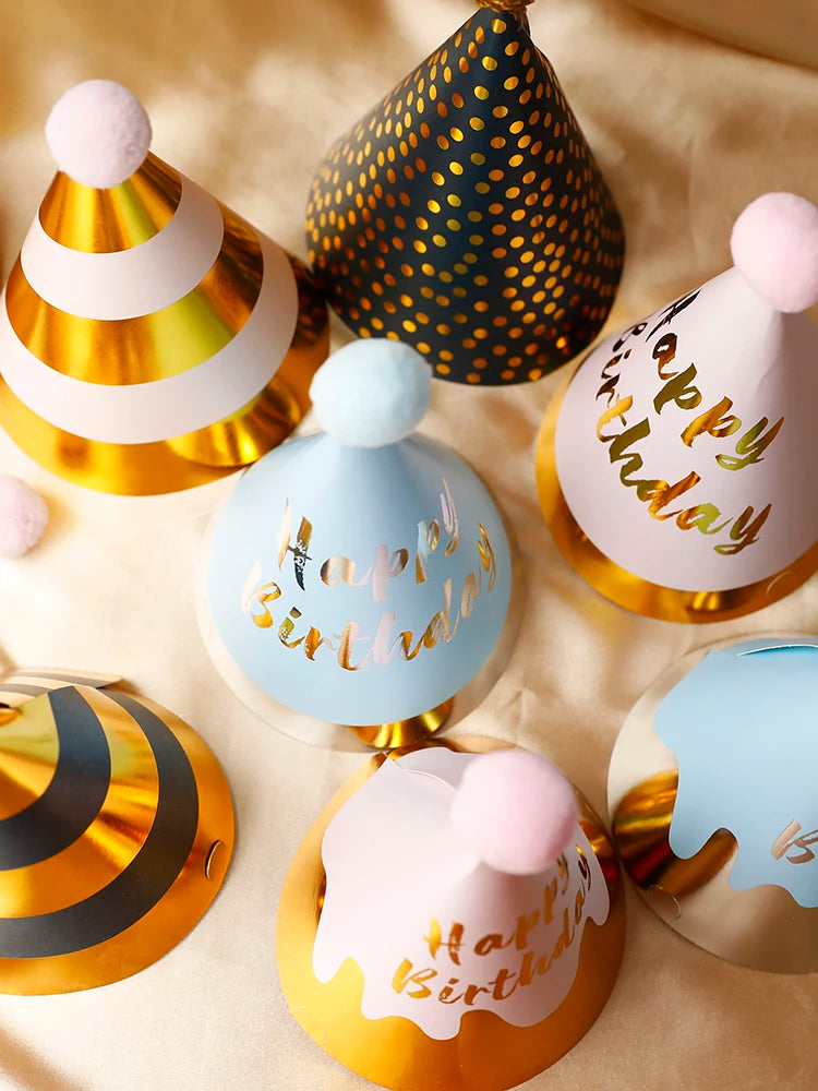 Happy Birthday Party Adult Hats Polka Dot DIY Cute Handmade Cap Princess Crown Shower Baby Decoration Boy Girl Gifts Supplie