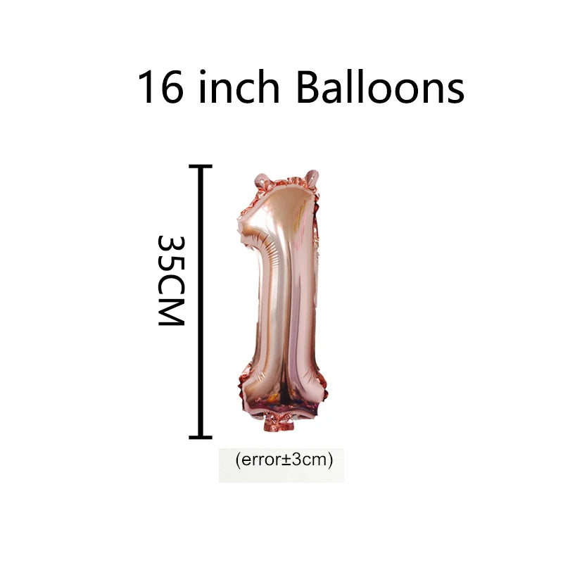 16 32 40 Inch Number Balloons Foil Ballon Rose Gold Digital Globos Wedding happy Birthday Party Decoration Baby Shower Supplies