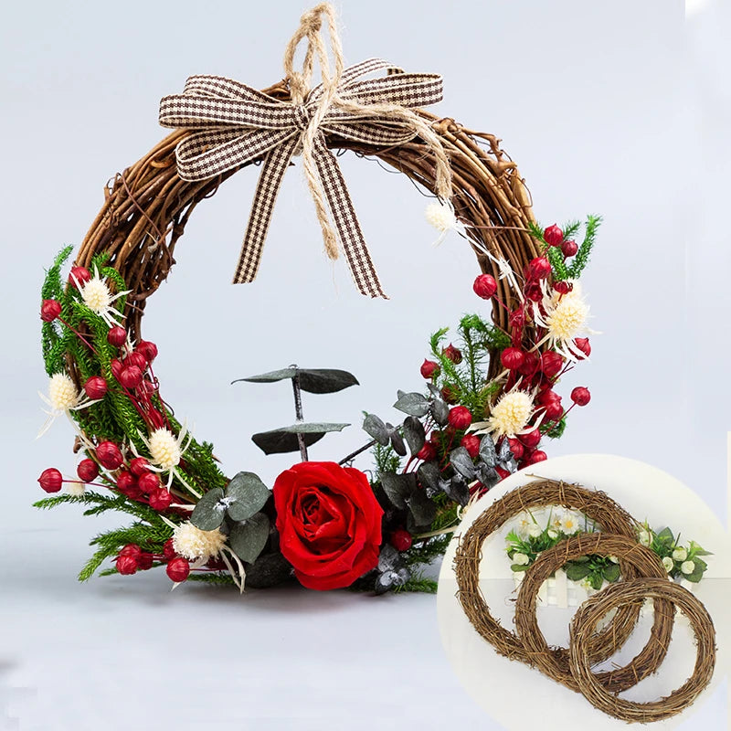DIY Merry Christmas Decorations For Home Natural Rattan Wreath Garland Tree Craft Xmas Decor Accessories Spring Wedding New Year