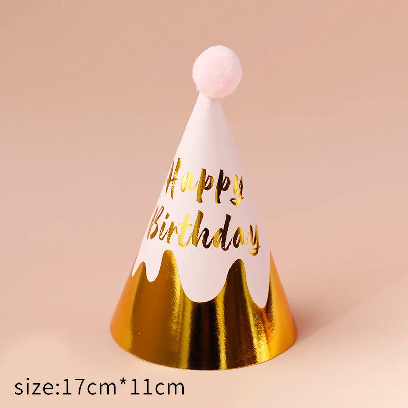 Happy Birthday Party Adult Hats Polka Dot DIY Cute Handmade Cap Princess Crown Shower Baby Decoration Boy Girl Gifts Supplie