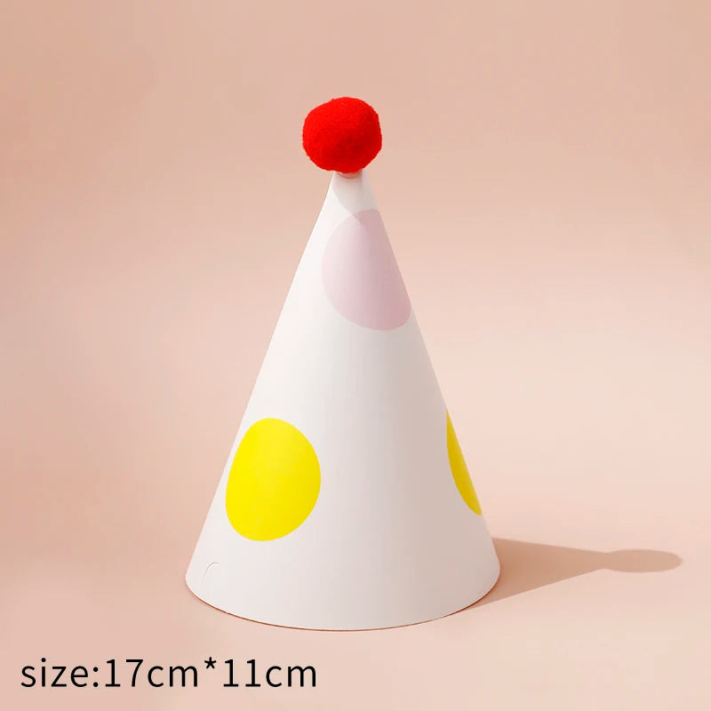 Happy Birthday Party Adult Hats Polka Dot DIY Cute Handmade Cap Princess Crown Shower Baby Decoration Boy Girl Gifts Supplie