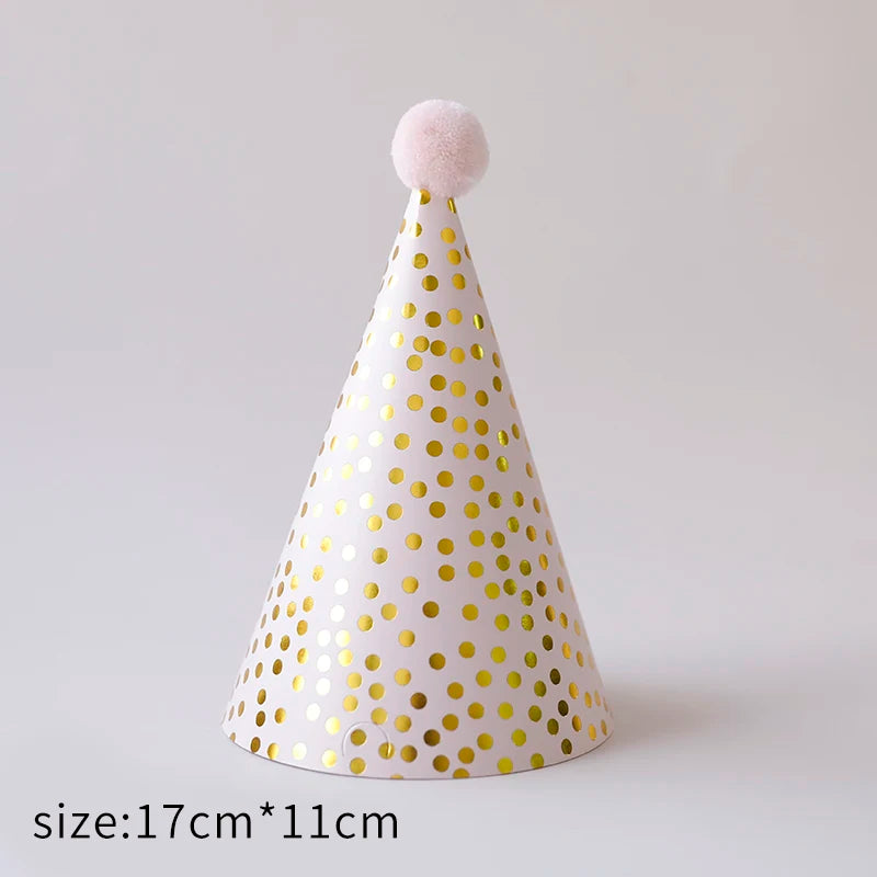 Happy Birthday Party Adult Hats Polka Dot DIY Cute Handmade Cap Princess Crown Shower Baby Decoration Boy Girl Gifts Supplie