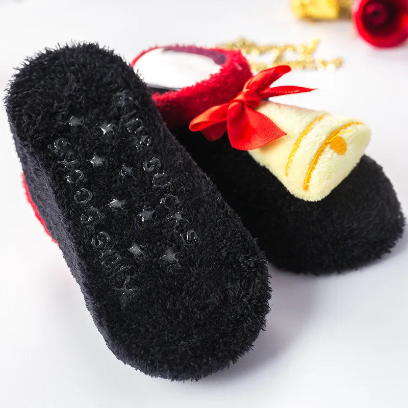 Christmas Socks For Girls Boys Newborn Baby Boy Girl Socks Anti Slip Coral Fleece Winter Warm Home Floor Short Socks For Babies
