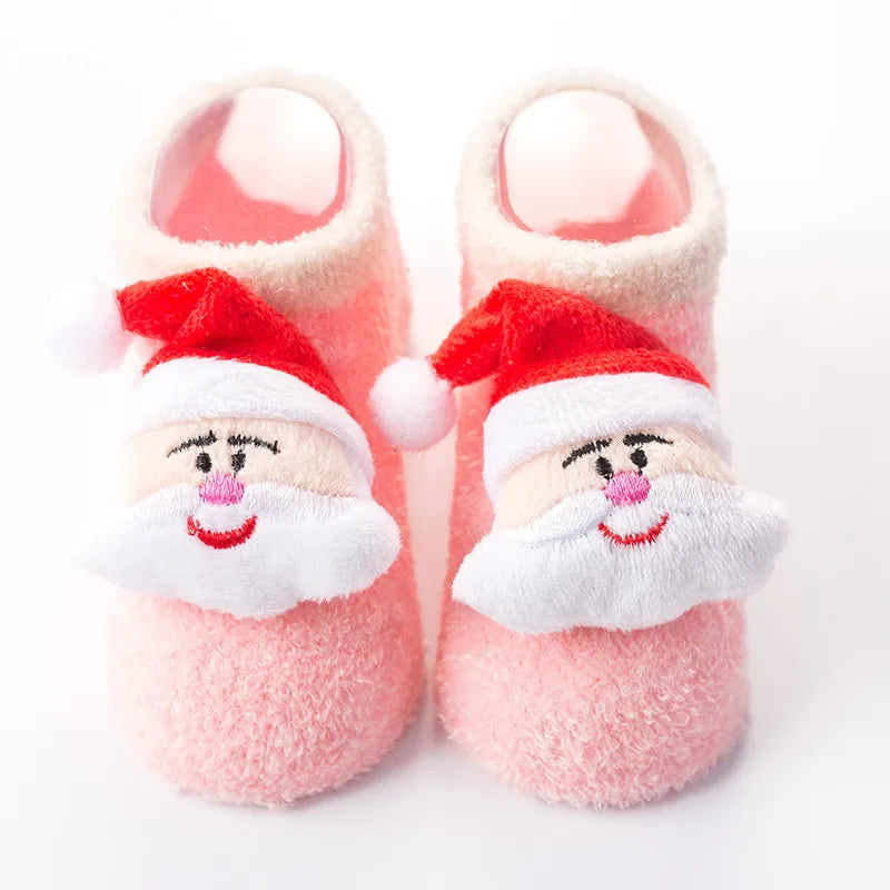 Christmas Socks For Girls Boys Newborn Baby Boy Girl Socks Anti Slip Coral Fleece Winter Warm Home Floor Short Socks For Babies