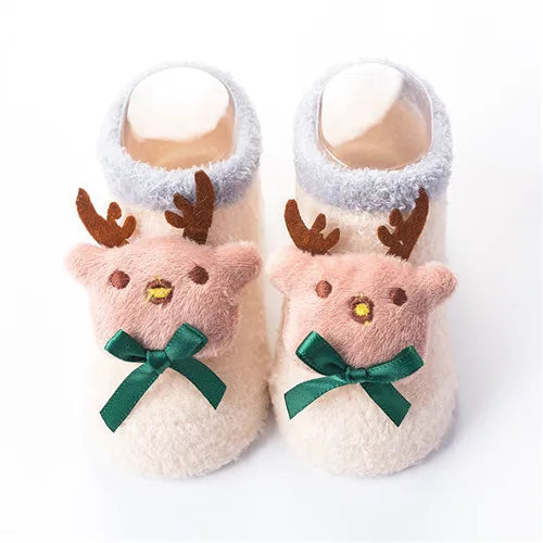 Christmas Socks For Girls Boys Newborn Baby Boy Girl Socks Anti Slip Coral Fleece Winter Warm Home Floor Short Socks For Babies