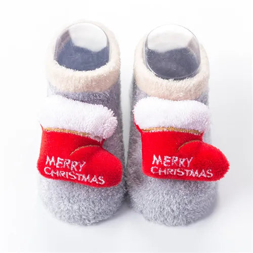 Christmas Socks For Girls Boys Newborn Baby Boy Girl Socks Anti Slip Coral Fleece Winter Warm Home Floor Short Socks For Babies