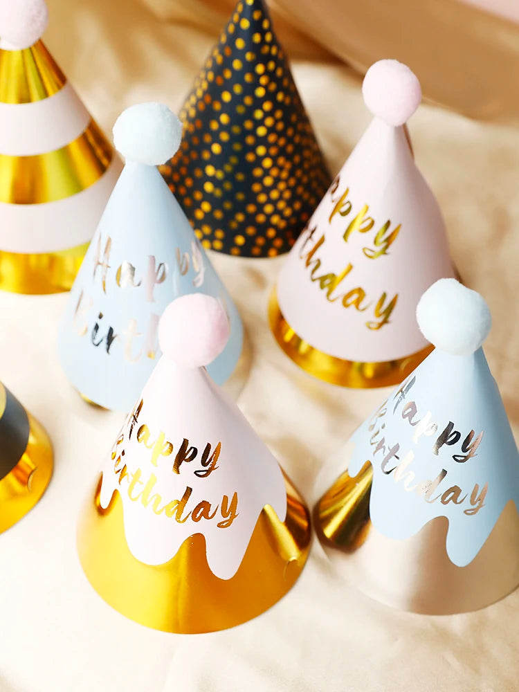 Happy Birthday Party Adult Hats Polka Dot DIY Cute Handmade Cap Princess Crown Shower Baby Decoration Boy Girl Gifts Supplie