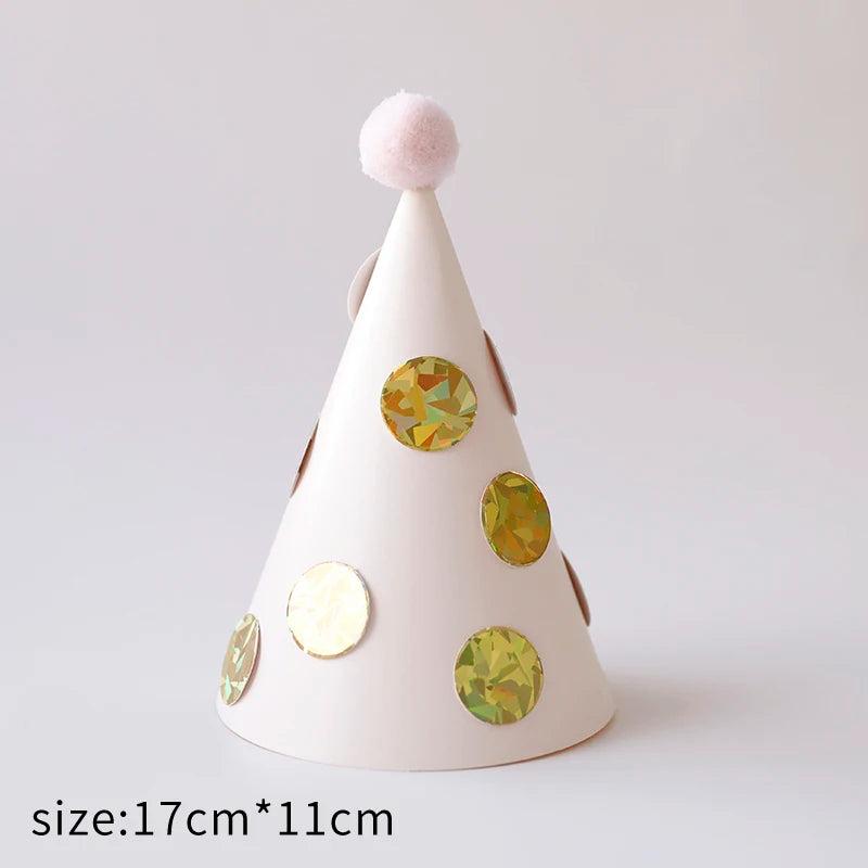 Happy Birthday Party Adult Hats Polka Dot DIY Cute Handmade Cap Princess Crown Shower Baby Decoration Boy Girl Gifts Supplie