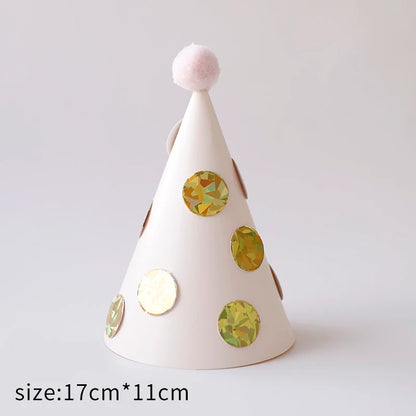 Happy Birthday Party Adult Hats Polka Dot DIY Cute Handmade Cap Princess Crown Shower Baby Decoration Boy Girl Gifts Supplie