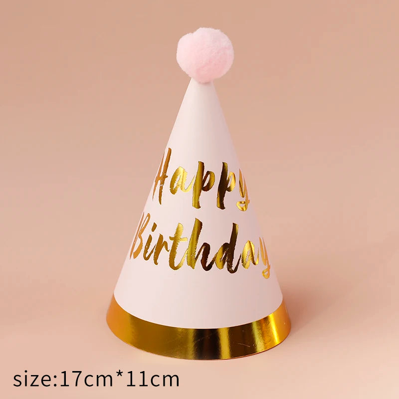 Happy Birthday Party Adult Hats Polka Dot DIY Cute Handmade Cap Princess Crown Shower Baby Decoration Boy Girl Gifts Supplie