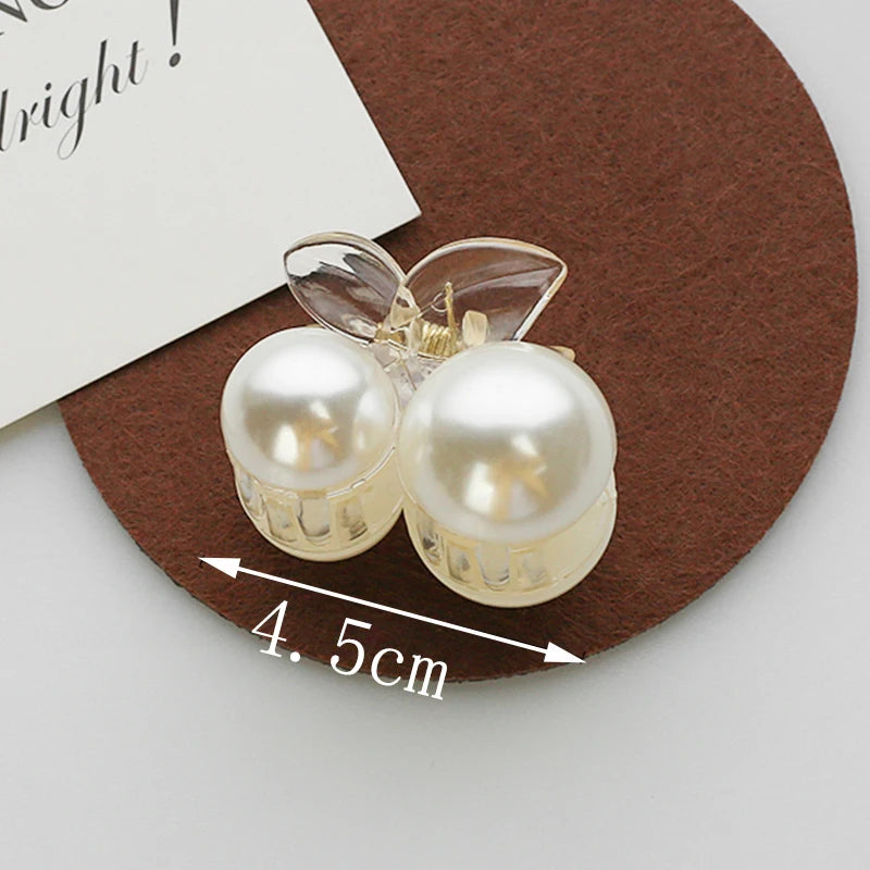 Women Sweet Mini Round Pearl Hair Claw Chic Barrettes Claw Crab Hairpins Styling  Hair Clips Fashion Girls Hair Accessories