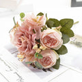 Artificial Rose Peony Bouquet High Quality Fake Flowers Festival Home Decor Diy Crafts Plants Arrangement Wedding Decora Bonsai