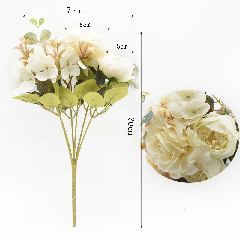 Artificial Rose Peony Bouquet High Quality Fake Flowers Festival Home Decor Diy Crafts Plants Arrangement Wedding Decora Bonsai