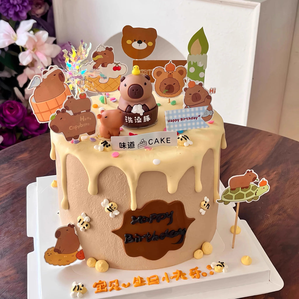 Capybara Cake Topper Set Capybara Birthday Party Supplies Cake Decorations For Kids Happy Birthday Party Decors Capybara Party