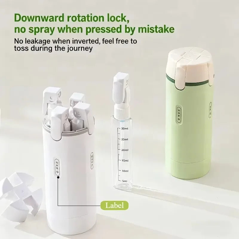 4-in-1 Travel Refillable Bottles, Portable Toiletries and Cosmetics Containers