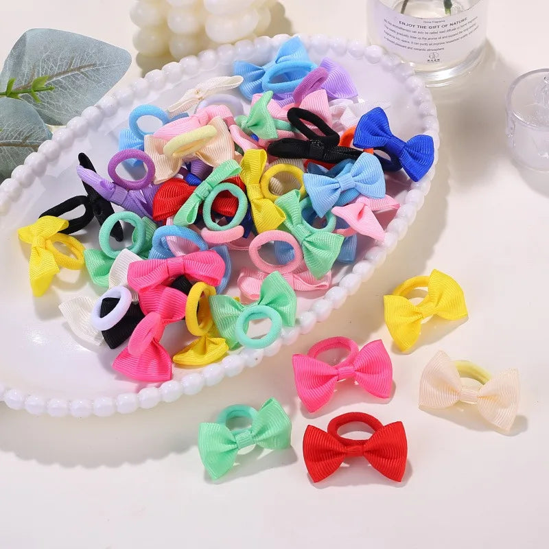 10/20/30/40pcs Cute Bow Elastic Non-slip Hair Ties | Suitable for All Occasions: Festive Photography, Fun Soft Hair Accessories