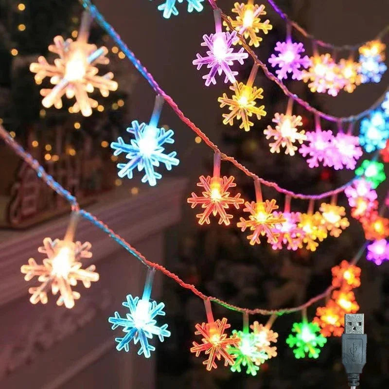 Snowflake Light String — USB LED Christmas Lights