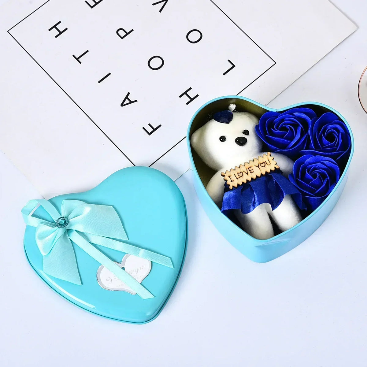 Valentine's Day Bear Rose Gift Box Romantic Flower Bear Bouquet Wedding Birthday Party Decoration Home Decor Gift for Girlfriend