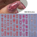 3pcs Valentine's Day Nail Art Stickers 3D Black White Pink Lines Love Heart Nail Decals DIY Adhesive Slider Manicure Decorations