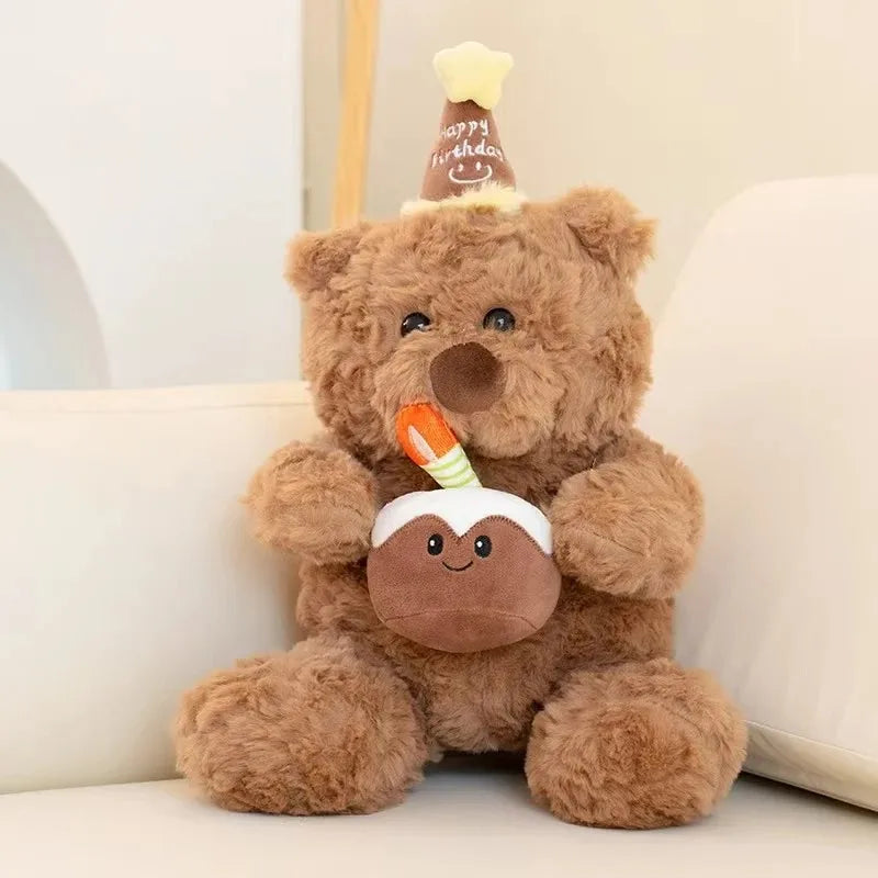 Cake Bear Teddy Bear Plush Toy Stuffed Animal Doll for Girls Valentine's Day Birthday Gift