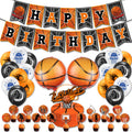 Basketball Theme Birthday Party Decorations Set Banner Balloons Cake Toppers Ribbons for Kids Boys Sports Party Supplies
