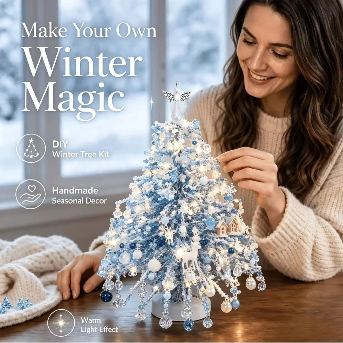 DIY Beaded Christmas Tree Kit Handmade Mini Tabletop Xmas Tree Ornament Craft Set Home Holiday Desktop Decoration Christmas Gift