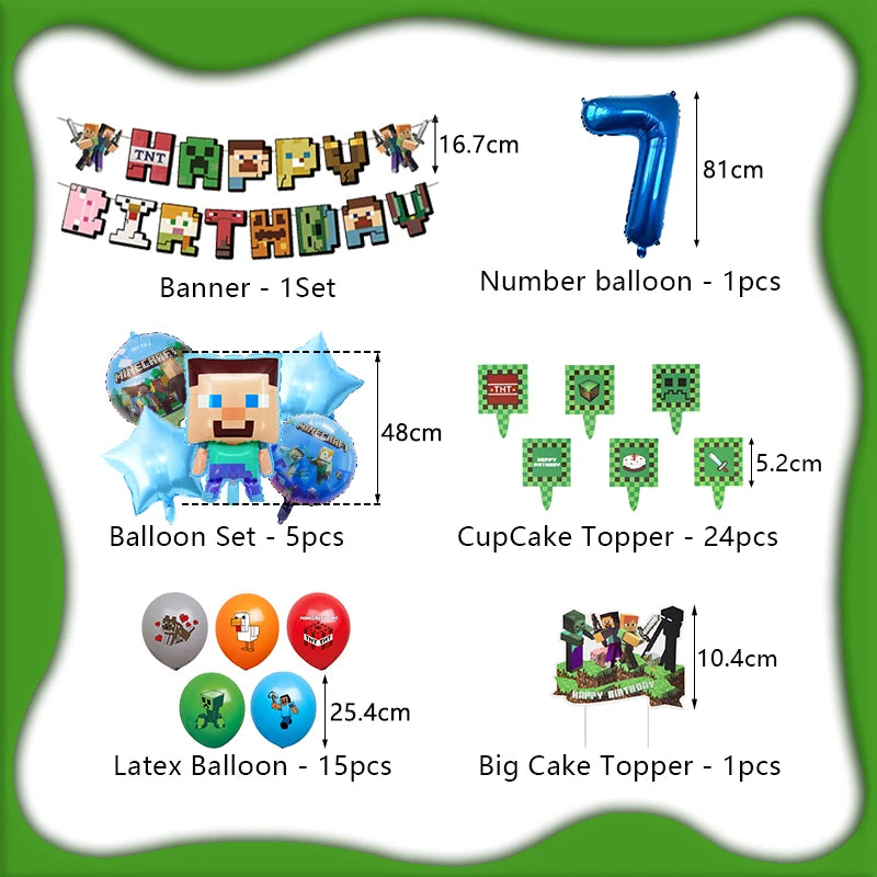 Cartoon Birthday Party Decoration Customizable Birthday New Set Latex Balloon For Event Supplies Tablecloth Banner Backdrop