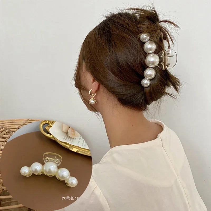 Elegant Hyperbole Big Pearls Acrylic Hair Claw Clips